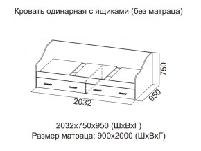 Кровать одинарная с ящиками (Без матраца 0,9*2,0) в Среднеуральске - sredneuralsk.магазин96.com | фото